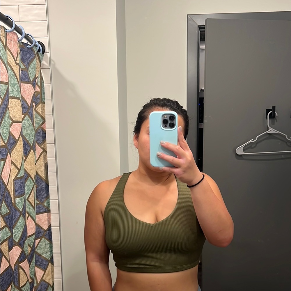 Forever 21 Ribbed Green Racerback Sports Bra